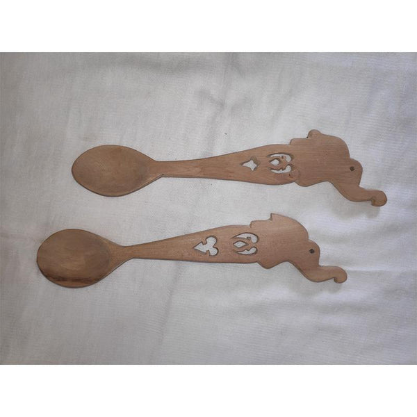 Udayagiri Handcrafted Wooden Elephant Spoons (Set of 2)