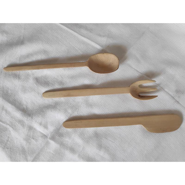 Udayagiri Handcrafted Wooden Essentials Cutlery Set (Set of 3)