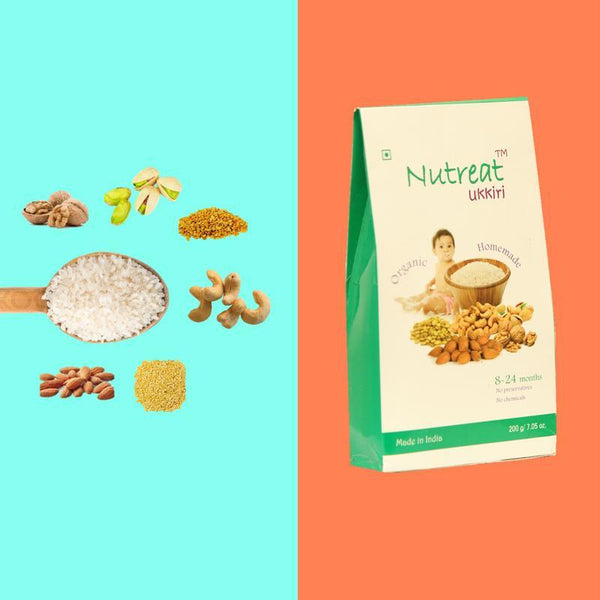 Ukkiri - Homemade Baby Food with Stone Ground Rice, Slow Roasted Dry Fruits and Lentils, 200g