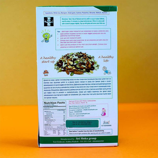 Ukkiri - Homemade Baby Food with Stone Ground Rice, Slow Roasted Dry Fruits and Lentils, 200g