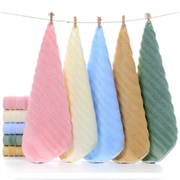 Ultra Soft, Absorbent, Anti-Microbial Bamboo Face Towel Pack of 5 (Green, Pink, Khaki, Blue, Cream)