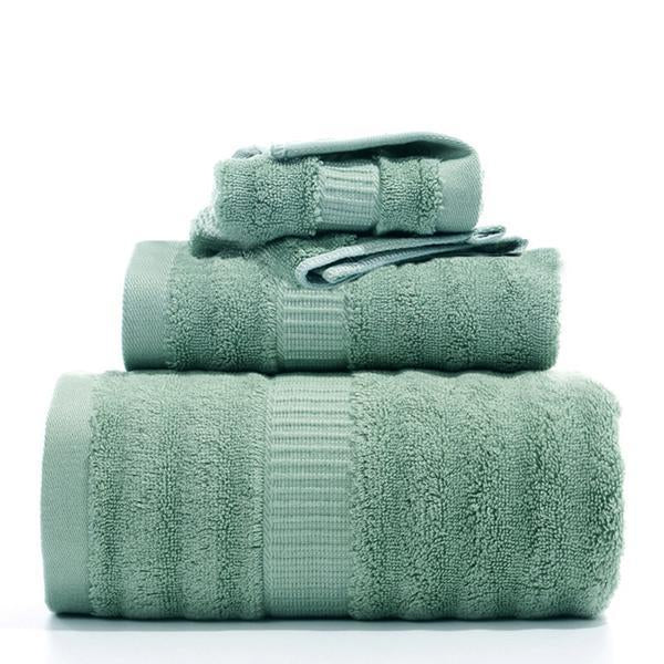 Ultra Soft, Absorbent and Antimicrobial, 600 GSM, 3 Piece (Bath, Hand, and Face) Bamboo Towel Set - Olive Green