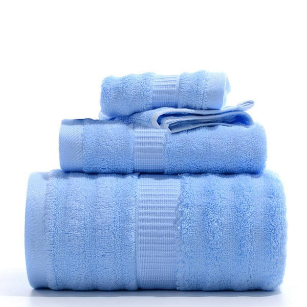 Ultra Soft, Absorbent and Antimicrobial, 600 GSM, 3 Piece (Bath, Hand, and Face) Bamboo Towel Set - Sky Blue
