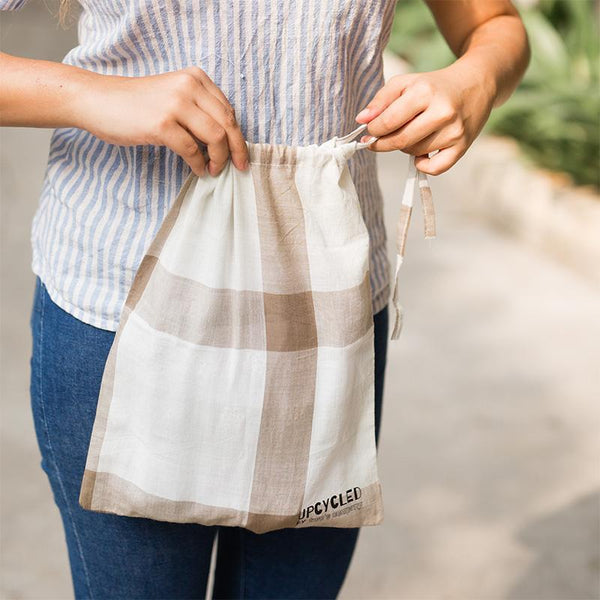 Upcycled Multipurpose Drawstring Bag made from Fabric Scraps by Rural Women (Pack of 6)