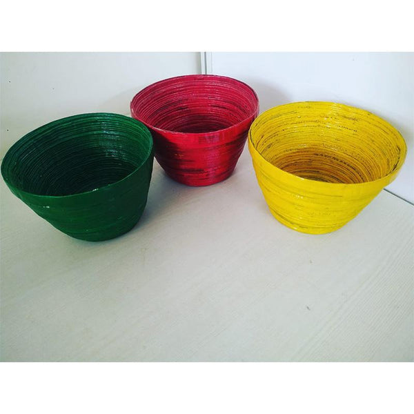 Upcycled Newspaper Multipurpose Bowls Handcrafted by Women Artisans - Pack of 3