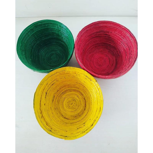 Upcycled Newspaper Multipurpose Bowls Handcrafted by Women Artisans - Pack of 3
