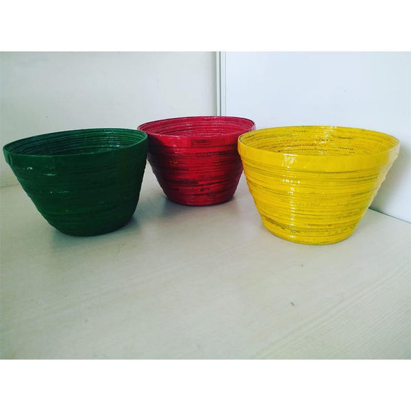 Upcycled Newspaper Multipurpose Bowls Handcrafted by Women Artisans - Pack of 3