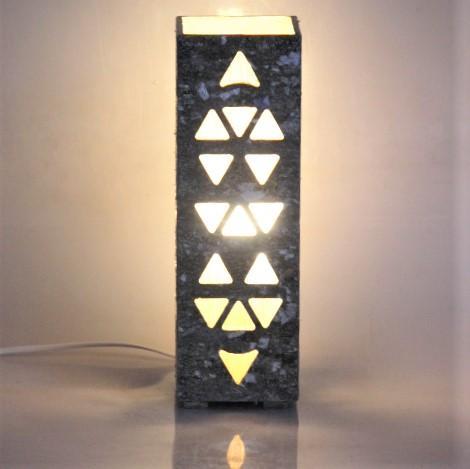 Upcyled tetrapak chipboard and woven banana fibre table lamp - Diamonds