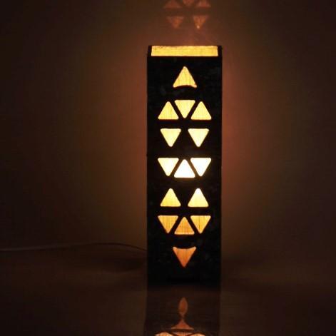 Upcyled tetrapak chipboard and woven banana fibre table lamp - Diamonds