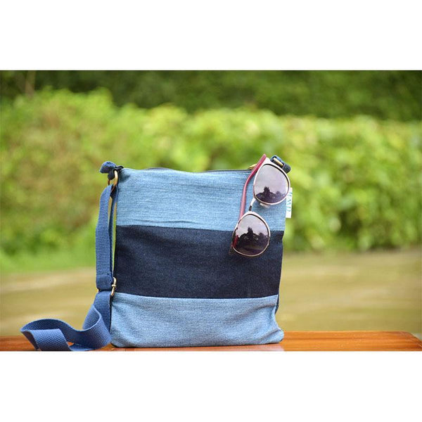 Velocity Bag made with Upcycled Jeans