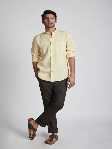Men's Hemp Buttondown Shirt - Yellow
