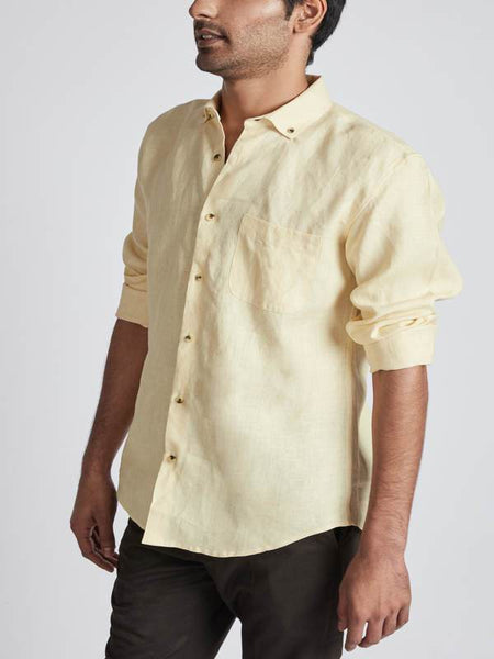 Men's Hemp Buttondown Shirt - Yellow