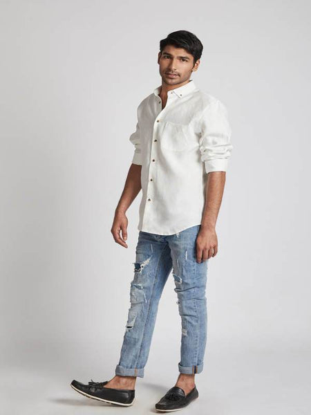 Men's Hemp Buttondown Shirt - White