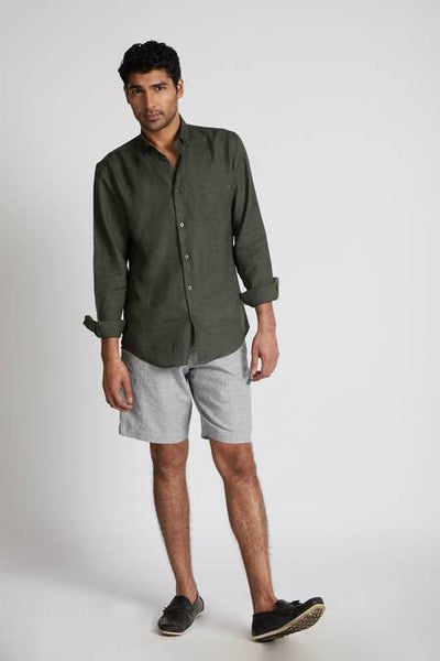 Men's Hemp Buttondown Shirt - Bottle Green
