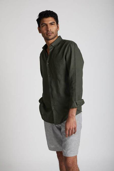 Men's Hemp Buttondown Shirt - Bottle Green