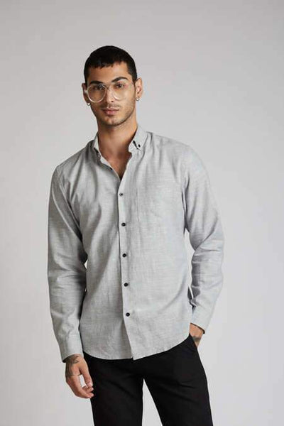 Men's Hemp Buttondown Shirt - Grey Melange