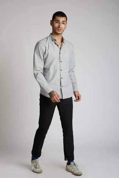 Men's Hemp Buttondown Shirt - Grey Melange