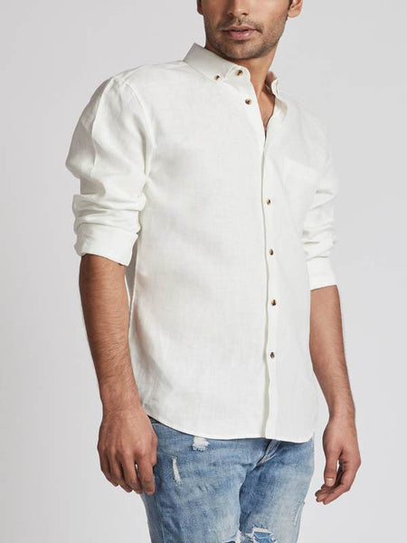 Men's Hemp Buttondown Shirt - White