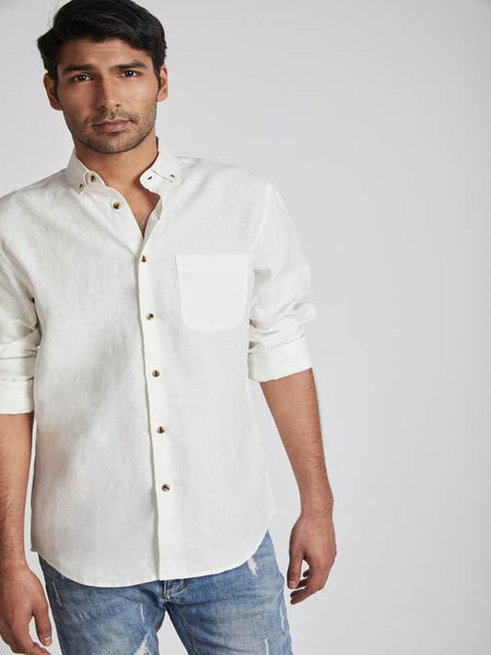 Men's Hemp Buttondown Shirt - White