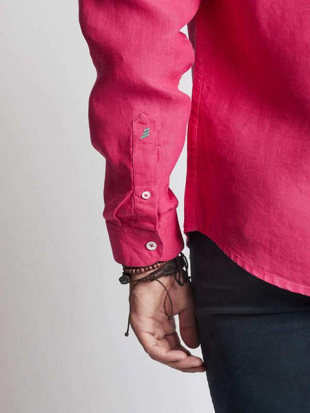 Men's Hemp Buttondown Shirt - Hot Pink