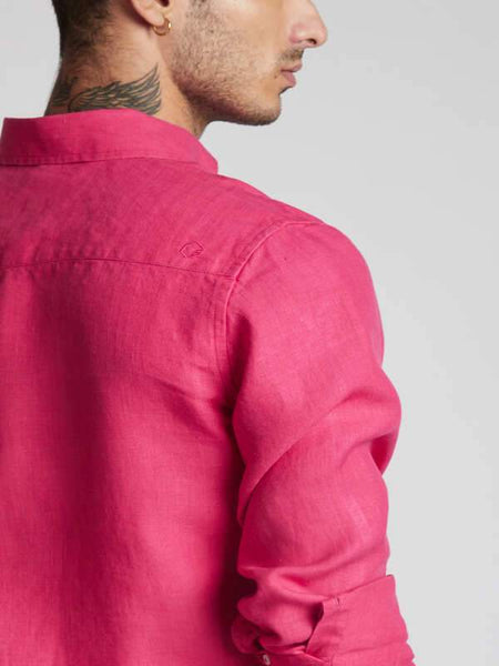 Men's Hemp Buttondown Shirt - Hot Pink