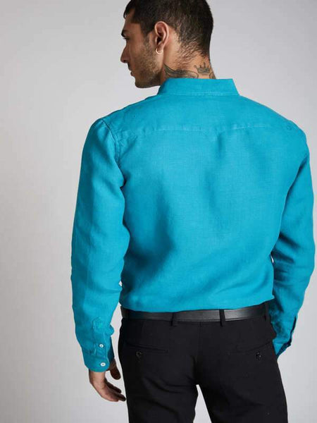 Men's Hemp Buttondown Shirt - Teal