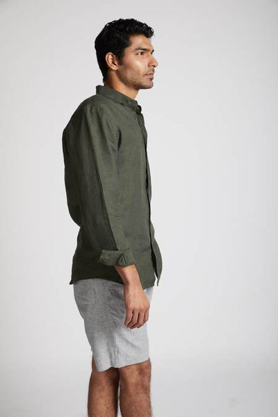 Men's Hemp Buttondown Shirt - Bottle Green