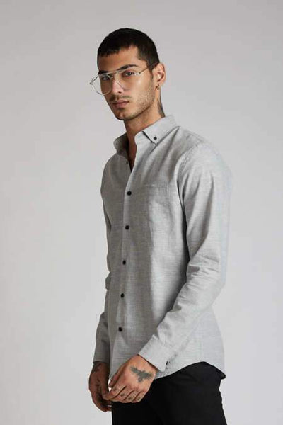 Men's Hemp Buttondown Shirt - Grey Melange