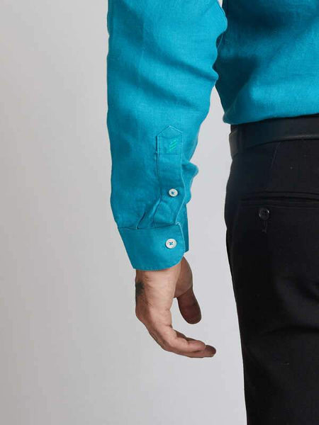 Men's Hemp Buttondown Shirt - Teal