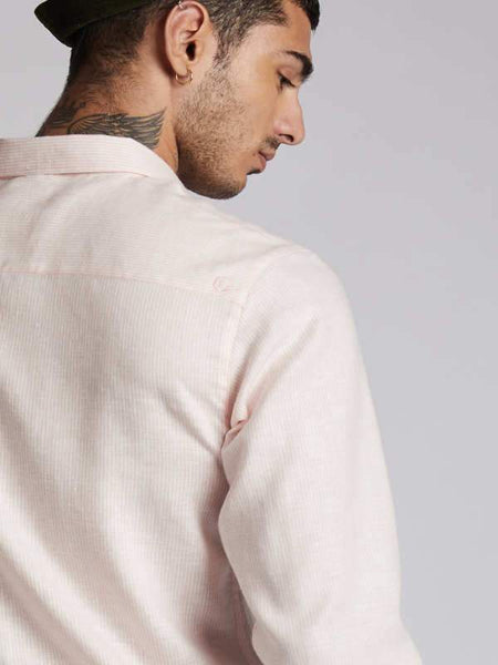 Men's Hemp Colour Block Shirt - Peach Stripes