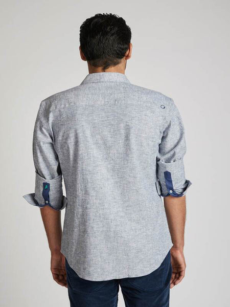 Men's Hemp Colour Block Shirt - Blue Melange