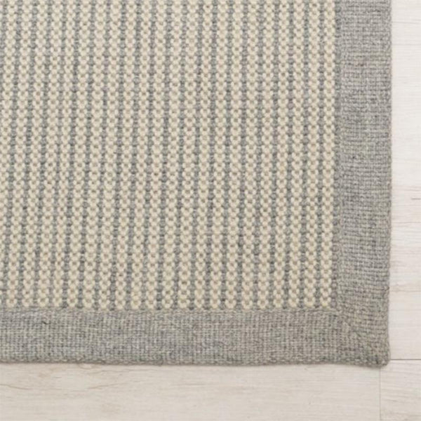 Rug Made of Recycled PET Bottles - Light Grey and White with Border (120cm x 180cm)