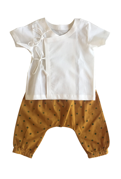 Baby Essential Angarakha Top with Polka Pyjamas - Natural Dyed Organic Cotton