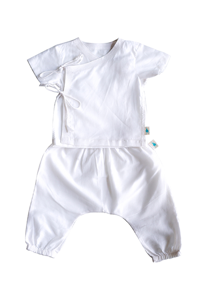 Baby Essential White Angarakha Top and Pyjamas - Natural Dyed Organic Cotton