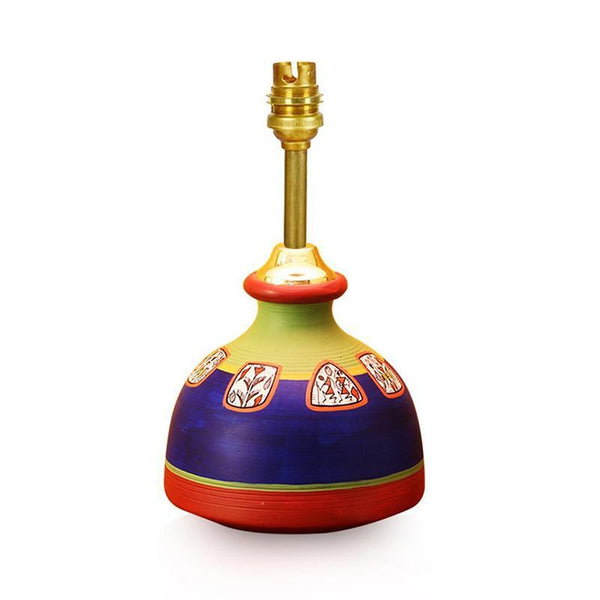 Hand-Painted Terracotta Flat Matki Shaped Table Lamp created by Traditional Artisans