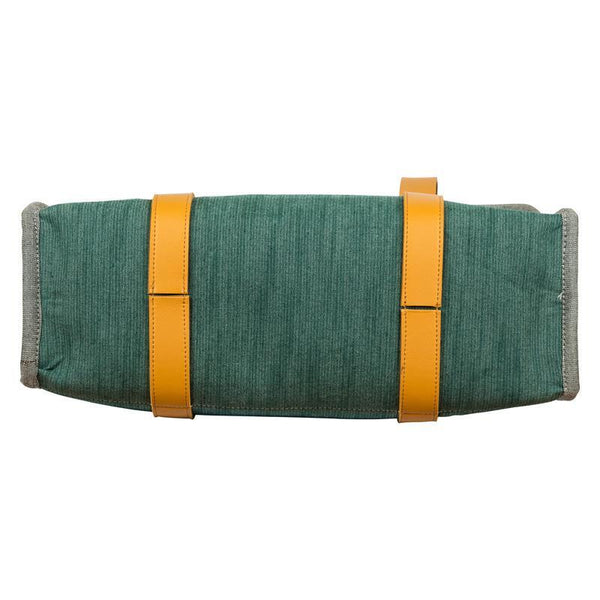 Washed Denim Laptop Bag Handmade by Women Artisans - Blue and Yellow