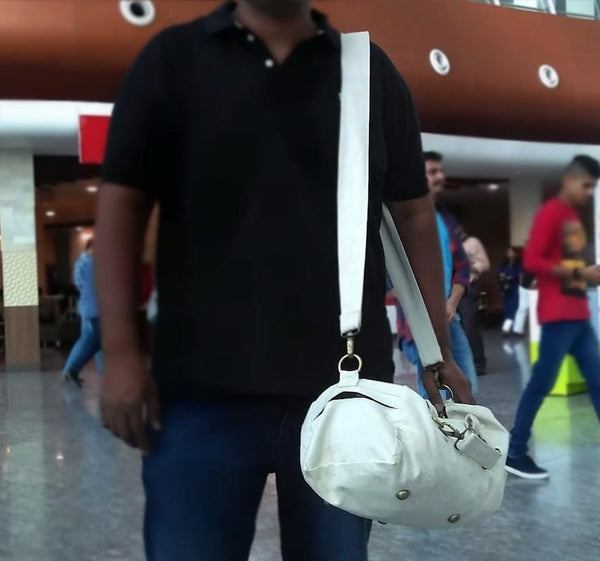 White Canvas Duffle Bag