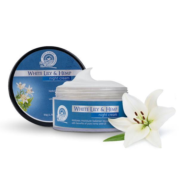 Natural and Vegan White Lily and Hemp Night Face Cream, 50g