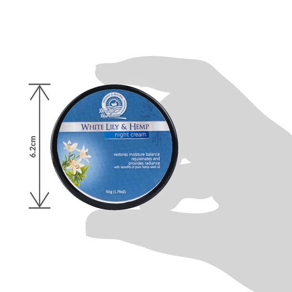 Natural and Vegan White Lily and Hemp Night Face Cream, 50g