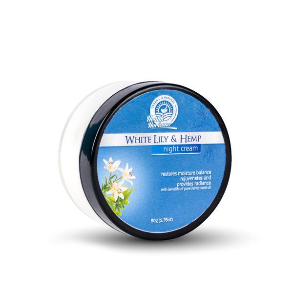 Natural and Vegan White Lily and Hemp Night Face Cream, 50g