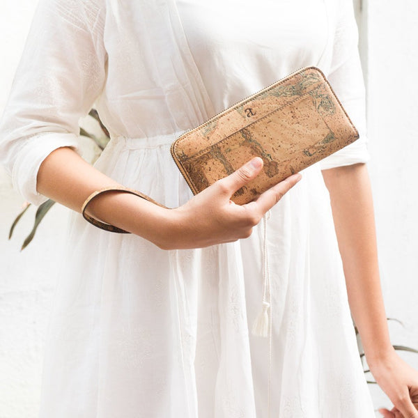 Cork Fabric Women's  Zip-Around Wallet - Terrain