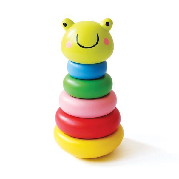 Wobbly Frog Wooden Stacker Toy Set - 100% Safe, Natural & Eco-Friendly