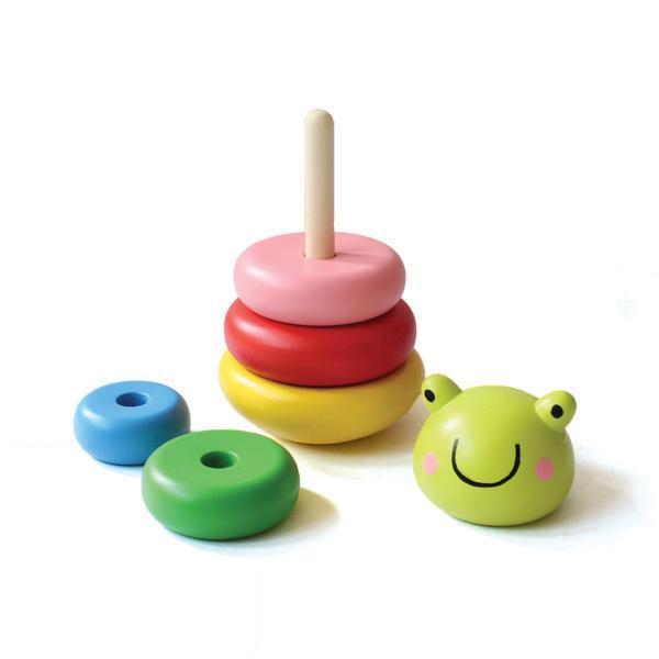 Wobbly Frog Wooden Stacker Toy Set - 100% Safe, Natural & Eco-Friendly