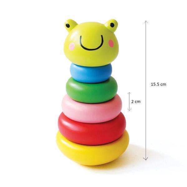 Wobbly Frog Wooden Stacker Toy Set - 100% Safe, Natural & Eco-Friendly