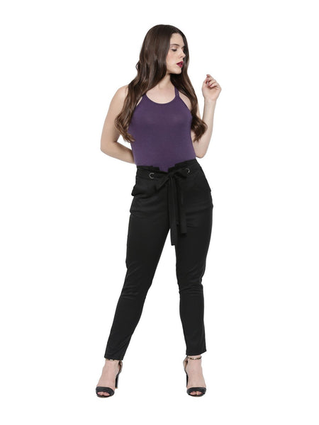 Women's Bamboo Relaxed Fit Knotted Back Top - Midnight Plum (AWFR008P)