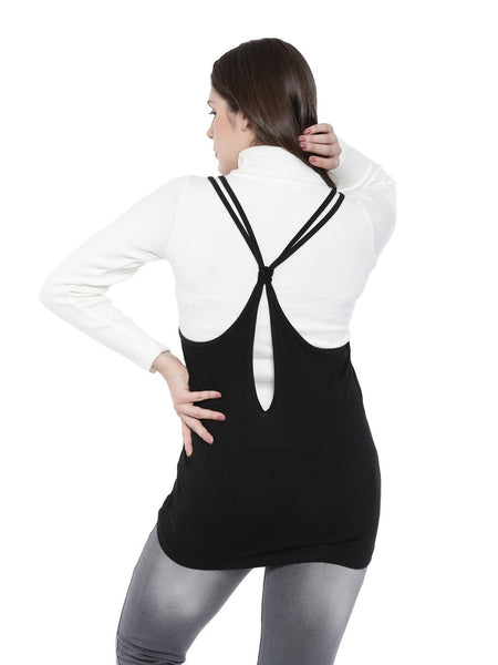 Women's Bamboo Relaxed Fit Knotted Back Top - Slate Black (AWFR008K)
