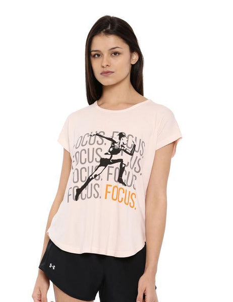 Womens Bamboo Relaxed Fit Tee Focus Print - Summer Blush (AWFT007L)