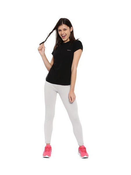 Womens Bamboo Zip-Up Tee - Slate Black (AWFT008K)