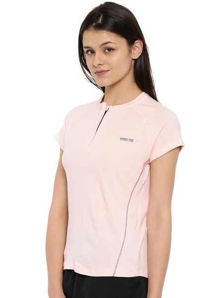 Women's Bamboo Zip-Up Tee - Summer Blush (AWFT008L)