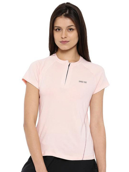 Women's Bamboo Zip-Up Tee - Summer Blush (AWFT008L)